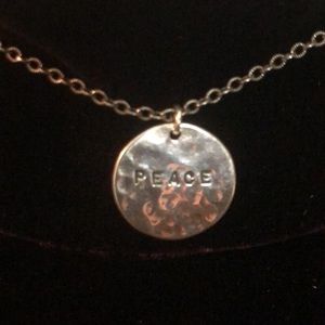 PEACE stamped hammered silver round  BoHo LOVE Vibes Artistic Vibe Surf $49 NEW